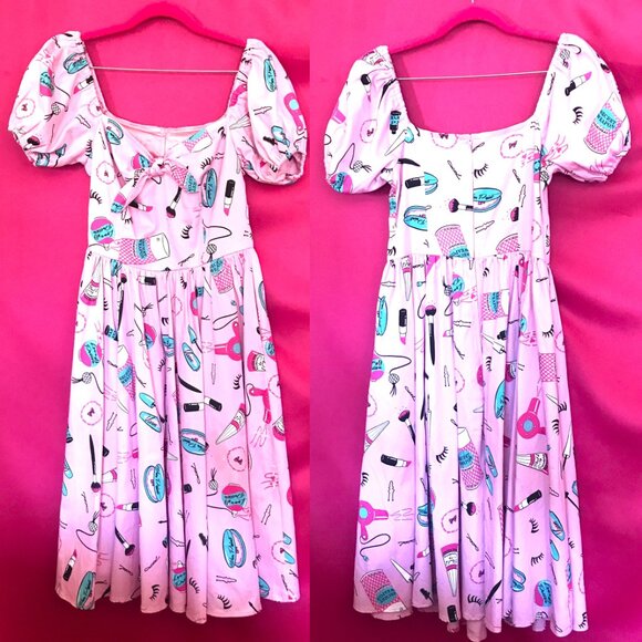 vixen micheline pitt makeup pin up pink swing dress size medium - Picture 6 of 7